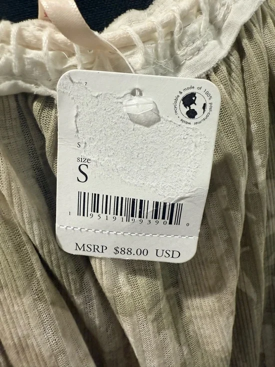 Free People Sheer Pleated Skirt in Light Olive - Picture 2 of 5